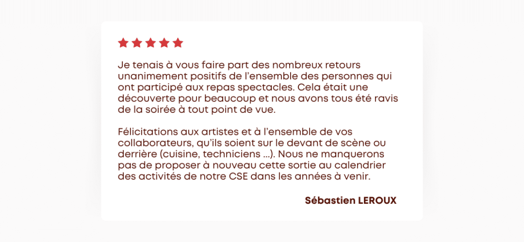 avis repas spectacle de fin d'année