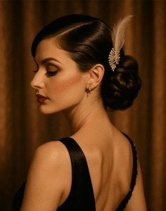Coiffure cabaret femme cheveux long chignon